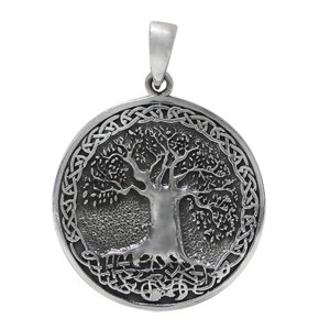 Sterling Silver Detailed Tree of Life Round Pendant